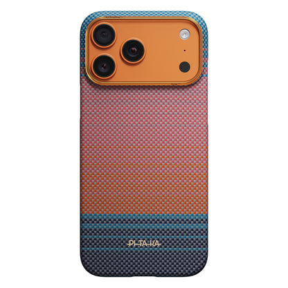 Apple iPhone 17 Pro Max Kılıf M-safe Şarj Özellikli Aramid Karbon Fiber Pitaka Sunset 2.0 California Dream Serisi Kapak