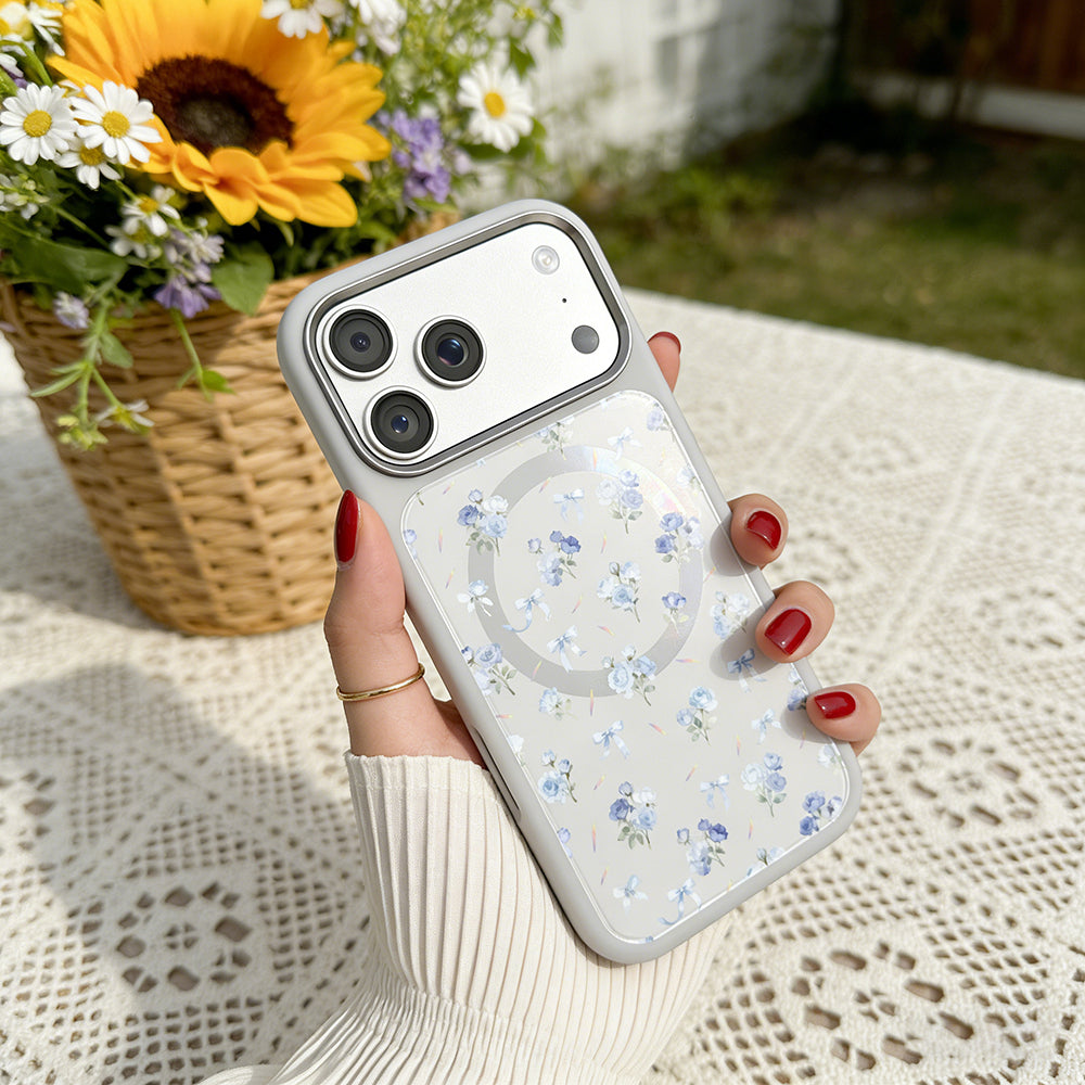 Apple iPhone 17 Pro Max Kılıf M-safe Şarj Özellikli Çiçek Tasarımlı Mutural Flower Serisi Kapak