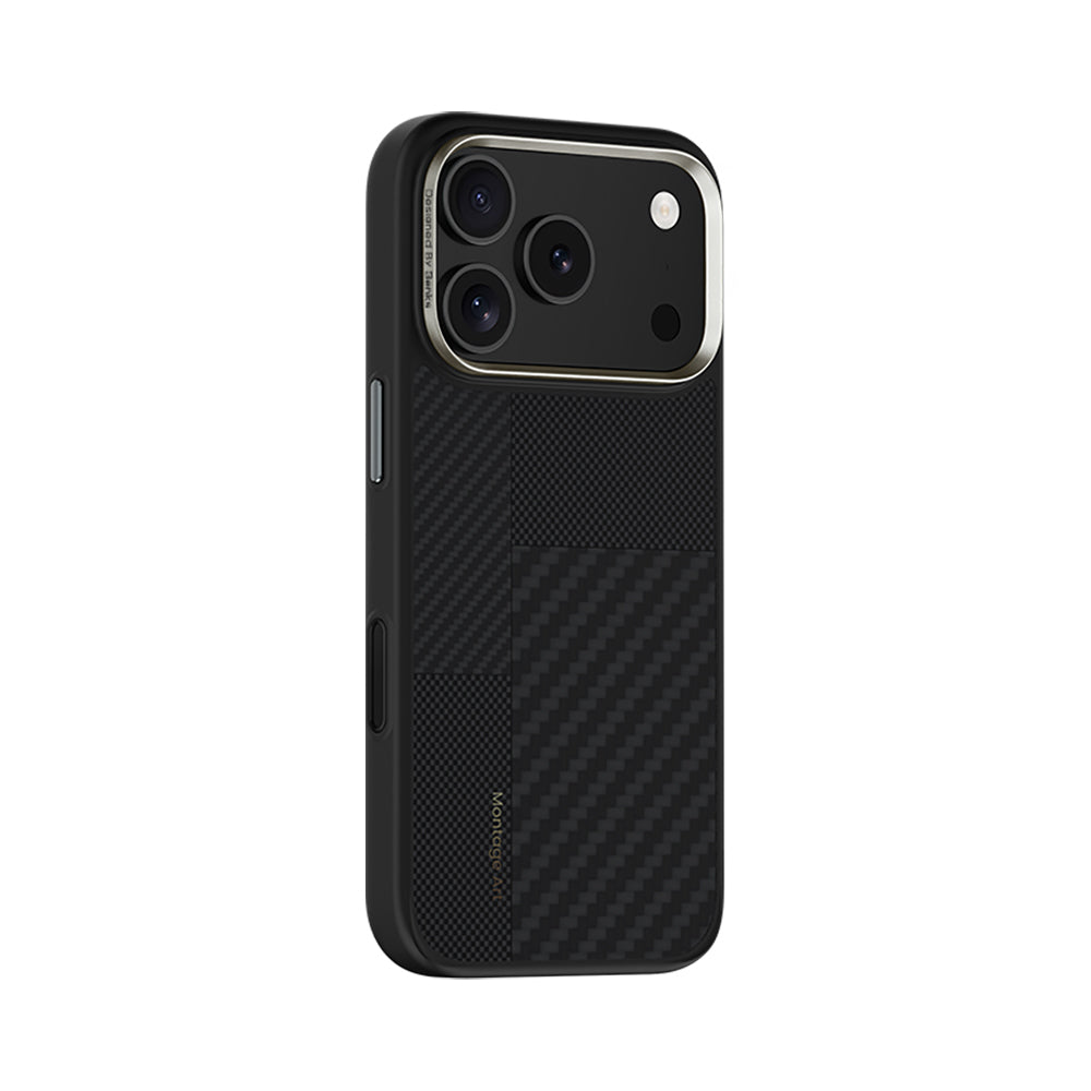 Apple iPhone 17 Pro Max Kılıf M-safe Şarj Özellikli Karbon Fiber Benks Montage Hybrid ArmorPro Kevlar Kapak