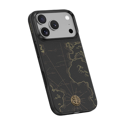 Apple iPhone 17 Pro Max Kılıf M-safe Şarj Özellikli Karbon Fiber Tasarımlı Benks ArmorEdge Air Navigator Kevlar Kapak