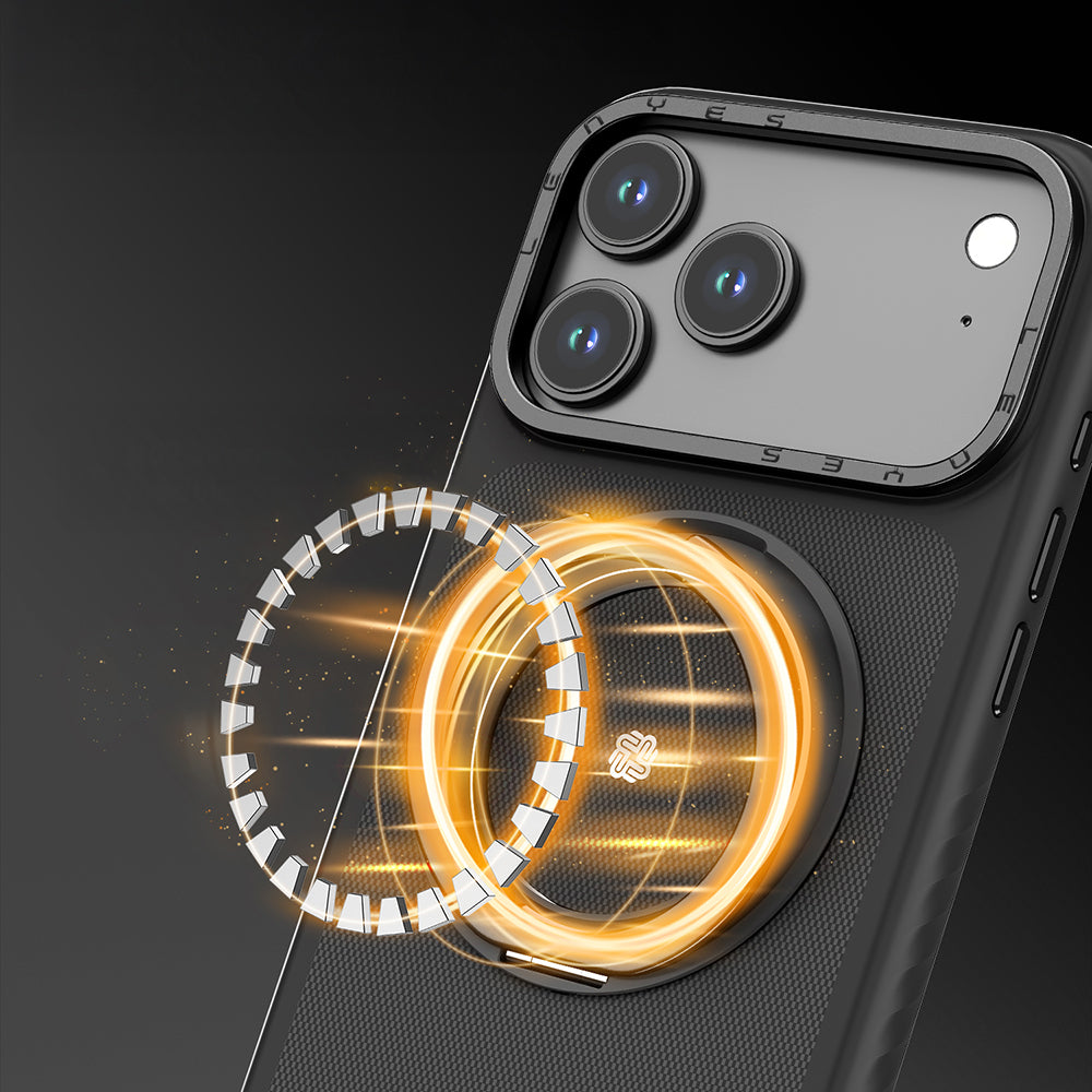 Apple iPhone 17 Pro Max Kılıf M-safe Şarj Özellikli Metal Standlı Lenyes CK225 Kapak