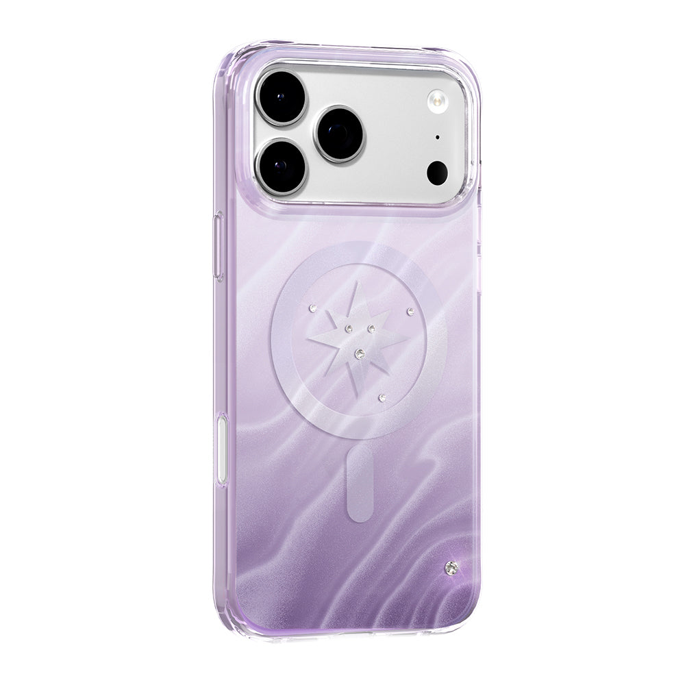 Apple iPhone 17 Pro Max Kılıf M-Safe Şarj Özellikli Orjinal Swarovski Taşlı Zore Paris Rovix Sert PC Kapak