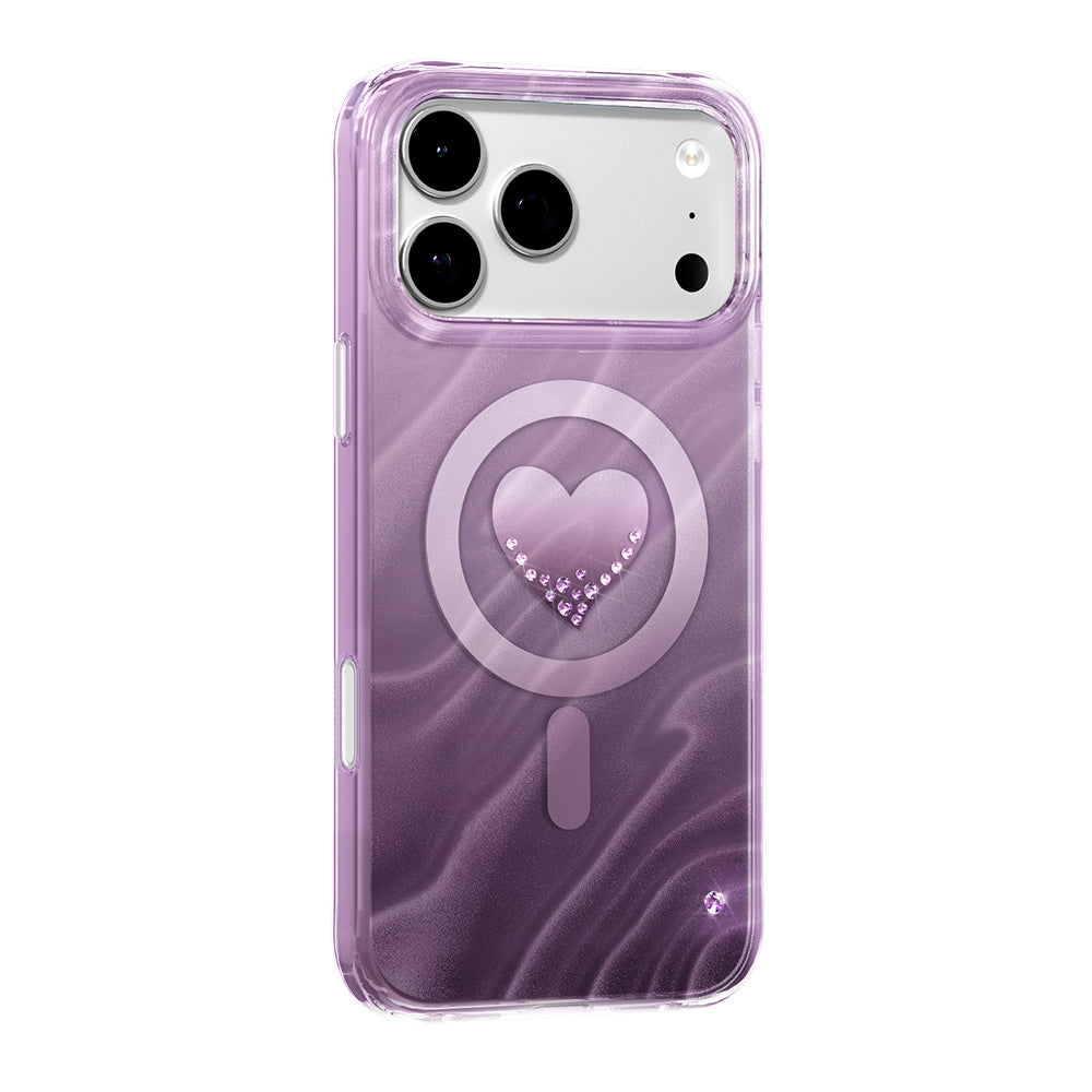 Apple iPhone 17 Pro Max Kılıf M-Safe Şarj Özellikli Orjinal Swarovski Taşlı Zore Paris Rovix Sert PC Kapak