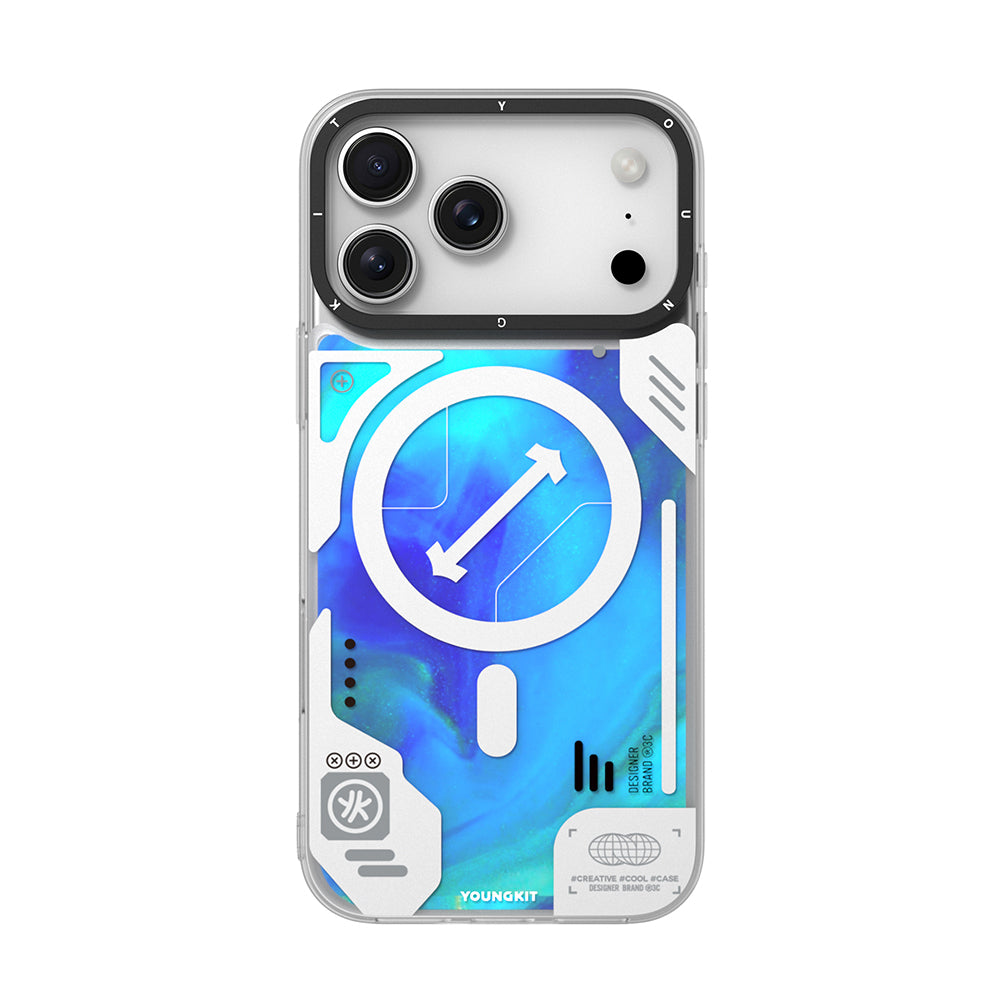 Apple iPhone 17 Pro Max Kılıf M-safe Şarj Özellikli Parlak Kumlu Sıvılı Tasarımlı Galaxy Fantasy Serisi Kapak