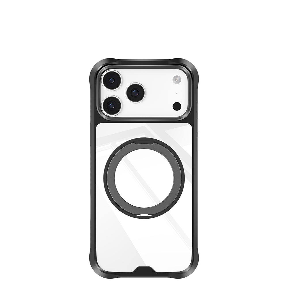 Apple iPhone 17 Pro Max Kılıf M-safe Şarj Özellikli Parmak Ring Standlı Airbag Tasarımlı Mutural Obsidian Serisi Kapak