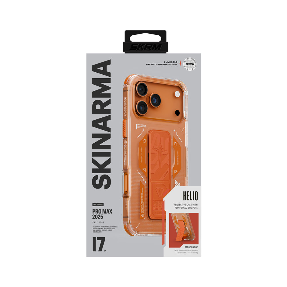 Apple iPhone 17 Pro Max Kılıf M-safe Şarj Özellikli Teknoloji Desenli Skinarma Helio Mag Charge Standlı Kapak
