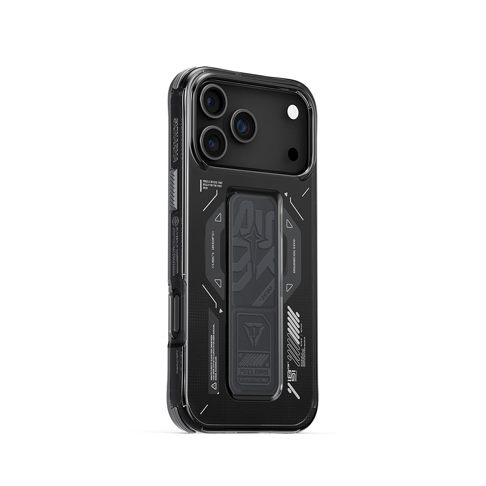 Apple iPhone 17 Pro Max Kılıf M-safe Şarj Özellikli Teknoloji Desenli Skinarma Helio Mag Charge Standlı Kapak