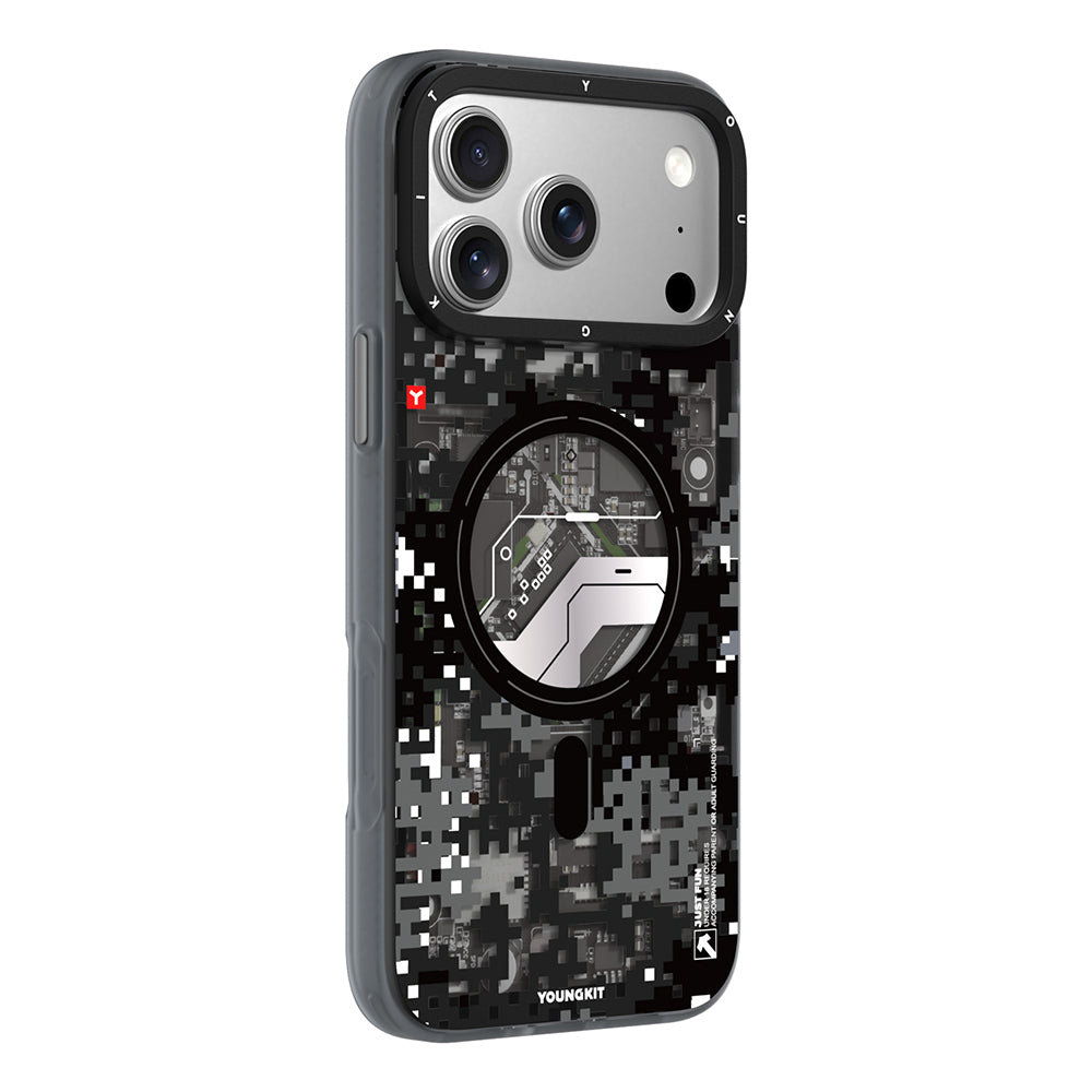 Apple iPhone 17 Pro Max Kılıf M-Safe Şarj Özellikli Youngkit Camouflage Sykell Serisi Kapak