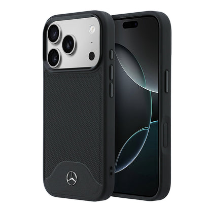 Apple iPhone 17 Pro Max Kılıf Mercedes Benz Orjinal Lisanslı M-safe Şarj Özellikli 3D Metal Logolu Wood Deri Dokumalı Kapak