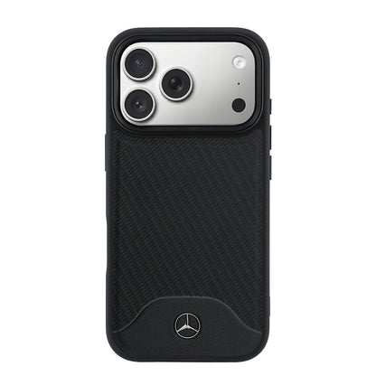 Apple iPhone 17 Pro Max Kılıf Mercedes Benz Orjinal Lisanslı M-safe Şarj Özellikli 3D Metal Logolu Wood Deri Dokumalı Kapak
