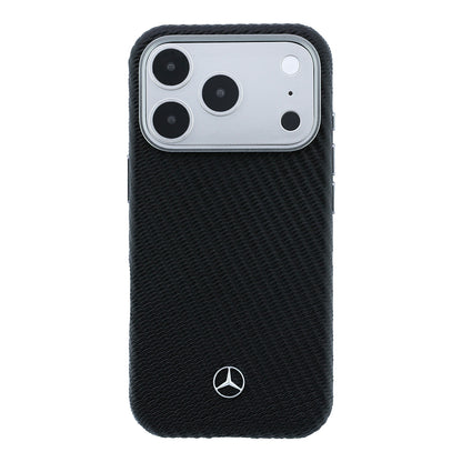Apple iPhone 17 Pro Max Kılıf Mercedes Benz Orjinal Lisanslı M-safe Şarj Özellikli 3D Metal Logolu Wrap Wood Deri Kapak