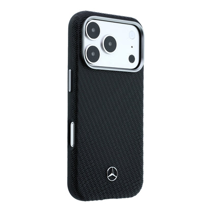 Apple iPhone 17 Pro Max Kılıf Mercedes Benz Orjinal Lisanslı M-safe Şarj Özellikli 3D Metal Logolu Wrap Wood Deri Kapak