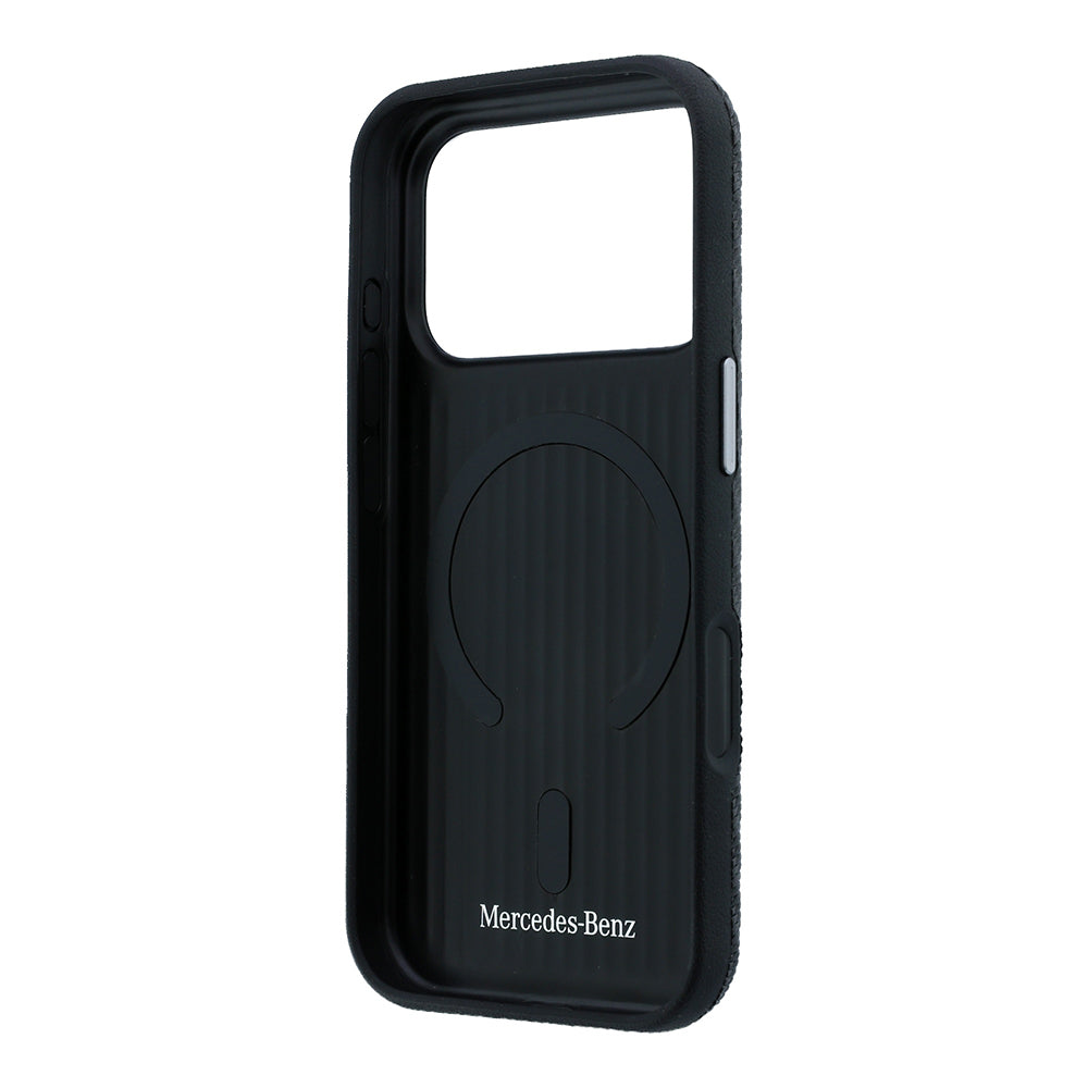 Apple iPhone 17 Pro Max Kılıf Mercedes Benz Orjinal Lisanslı M-safe Şarj Özellikli 3D Metal Logolu Wrap Wood Deri Kapak