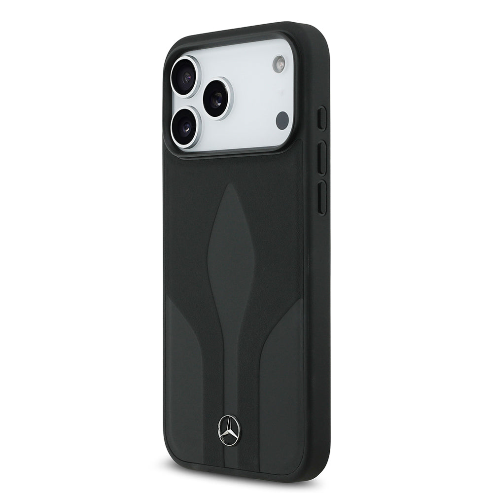 Apple iPhone 17 Pro Max Kılıf Mercedes Benz Orjinal Lisanslı M-safe Şarj Özellikli Dokulu Desenli Deri Kapak