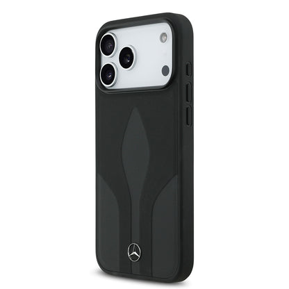 Apple iPhone 17 Pro Max Kılıf Mercedes Benz Orjinal Lisanslı M-safe Şarj Özellikli Dokulu Desenli Deri Kapak