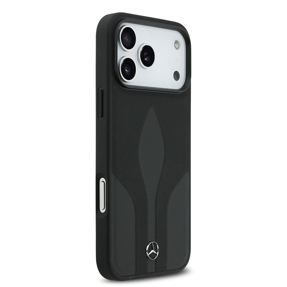 Apple iPhone 17 Pro Max Kılıf Mercedes Benz Orjinal Lisanslı M-safe Şarj Özellikli Dokulu Desenli Deri Kapak