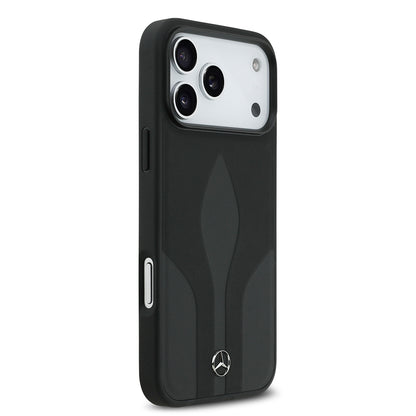 Apple iPhone 17 Pro Max Kılıf Mercedes Benz Orjinal Lisanslı M-safe Şarj Özellikli Dokulu Desenli Deri Kapak