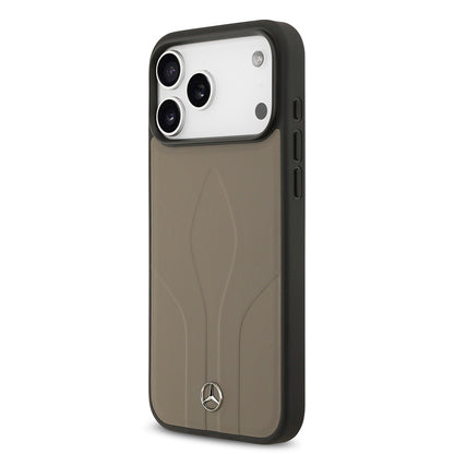 Apple iPhone 17 Pro Max Kılıf Mercedes Benz Orjinal Lisanslı M-safe Şarj Özellikli Dokulu Desenli Deri Kapak
