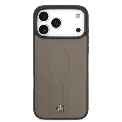 Apple iPhone 17 Pro Max Kılıf Mercedes Benz Orjinal Lisanslı M-safe Şarj Özellikli Dokulu Desenli Deri Kapak