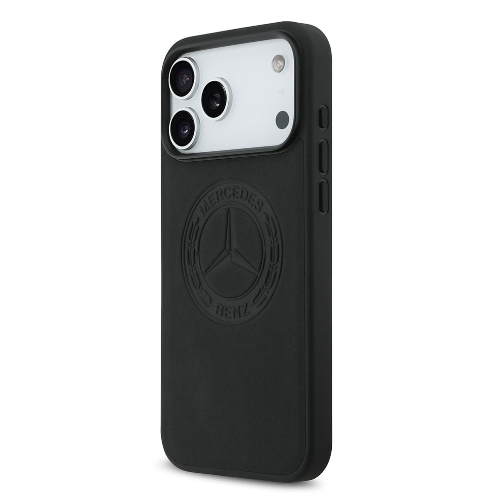 Apple iPhone 17 Pro Max Kılıf Mercedes Benz Orjinal Lisanslı M-safe Şarj Özellikli Hakiki Deri Nostaljik Yıldız Dizayn Kapak