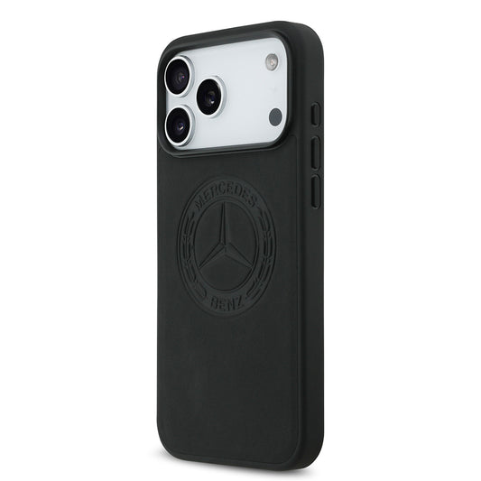 Apple iPhone 17 Pro Max Kılıf Mercedes Benz Orjinal Lisanslı M-safe Şarj Özellikli Hakiki Deri Nostaljik Yıldız Dizayn Kapak