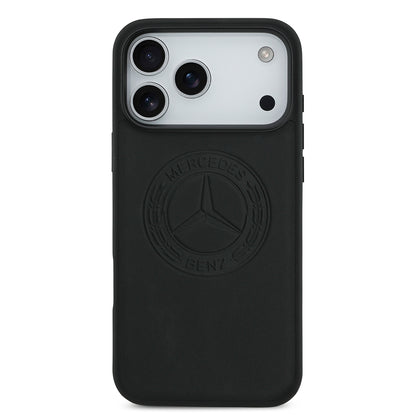 Apple iPhone 17 Pro Max Kılıf Mercedes Benz Orjinal Lisanslı M-safe Şarj Özellikli Hakiki Deri Nostaljik Yıldız Dizayn Kapak