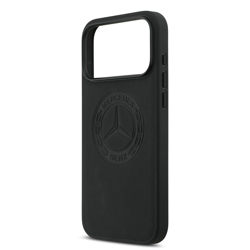 Apple iPhone 17 Pro Max Kılıf Mercedes Benz Orjinal Lisanslı M-safe Şarj Özellikli Hakiki Deri Nostaljik Yıldız Dizayn Kapak