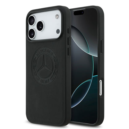 Apple iPhone 17 Pro Max Kılıf Mercedes Benz Orjinal Lisanslı M-safe Şarj Özellikli Hakiki Deri Nostaljik Yıldız Dizayn Kapak