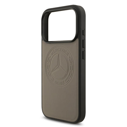 Apple iPhone 17 Pro Max Kılıf Mercedes Benz Orjinal Lisanslı M-safe Şarj Özellikli Hakiki Deri Nostaljik Yıldız Dizayn Kapak