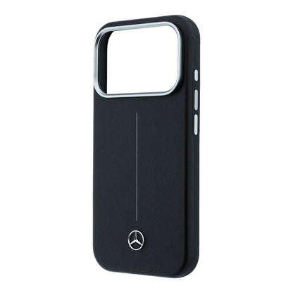Apple iPhone 17 Pro Max Kılıf Mercedes Benz Orjinal Lisanslı M-safe Şarj Özellikli Metal Yıldız Logolu Çizgili Deri Kapak