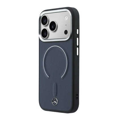 Apple iPhone 17 Pro Max Kılıf Mercedes Benz Orjinal Lisanslı M-safe Şarj Özellikli Metal Yıldız Logolu Kabartmalı Deri Kapak