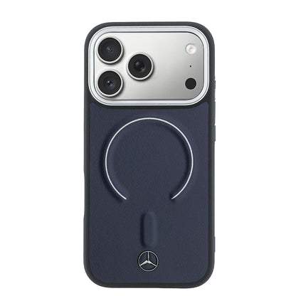 Apple iPhone 17 Pro Max Kılıf Mercedes Benz Orjinal Lisanslı M-safe Şarj Özellikli Metal Yıldız Logolu Kabartmalı Deri Kapak