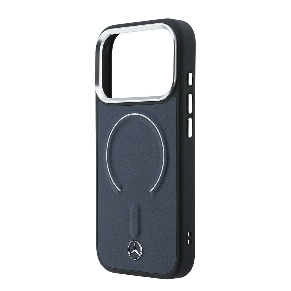 Apple iPhone 17 Pro Max Kılıf Mercedes Benz Orjinal Lisanslı M-safe Şarj Özellikli Metal Yıldız Logolu Kabartmalı Deri Kapak