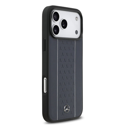 Apple iPhone 17 Pro Max Kılıf Mercedes Benz Orjinal Lisanslı M-safe Şarj Özellikli Şeritli Yıldız Desenli Metal Logolu Deri Kapak