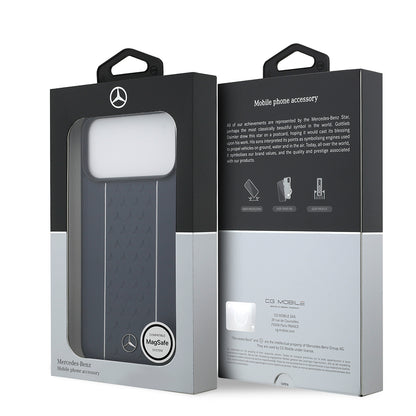 Apple iPhone 17 Pro Max Kılıf Mercedes Benz Orjinal Lisanslı M-safe Şarj Özellikli Şeritli Yıldız Desenli Metal Logolu Deri Kapak
