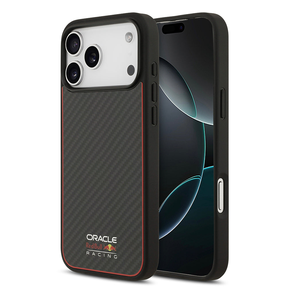 Apple iPhone 17 Pro Max Kılıf Redbull Orjinal Lisanslı M-safe Şarj Özellikli Karbon Fiber Parlayan Logolu Kapak