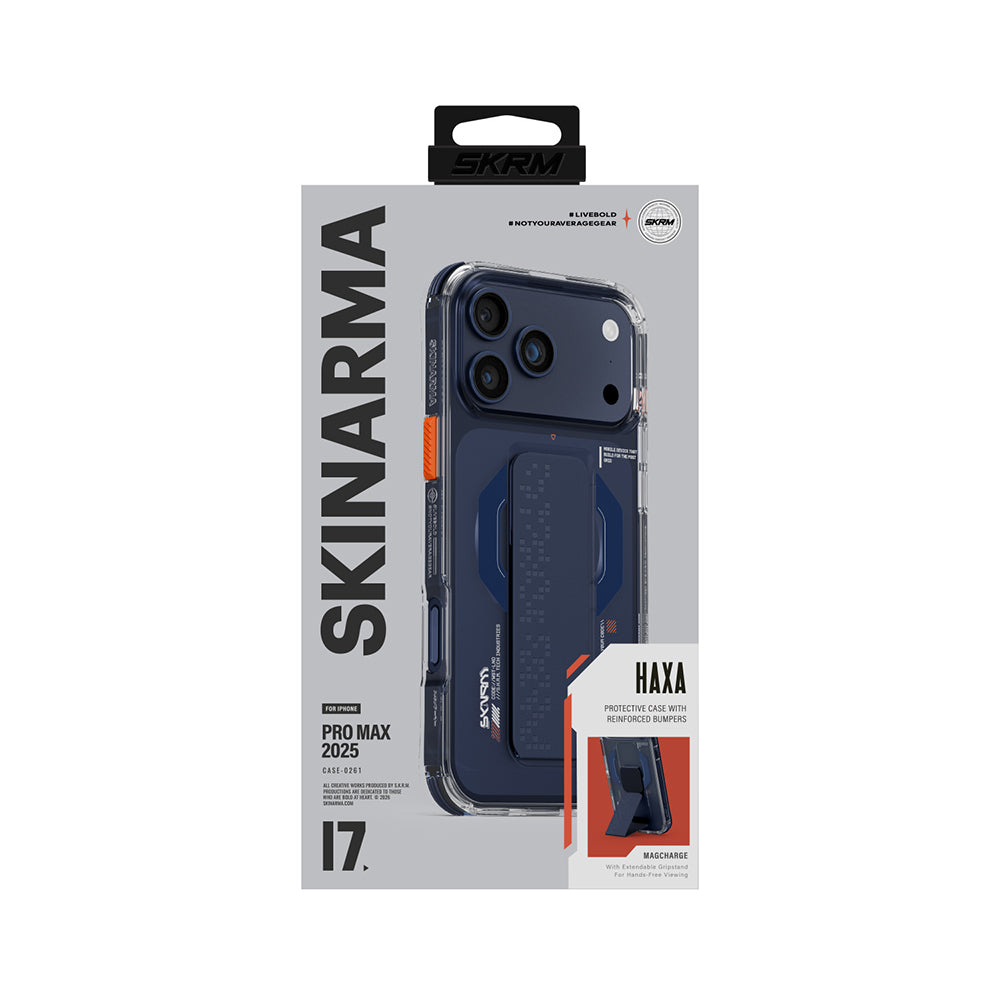 Apple iPhone 17 Pro Max Kılıf Skinarma M-Safe Şarj Özellikli Airbag Tasarımlı Standlı Haxa Kapak