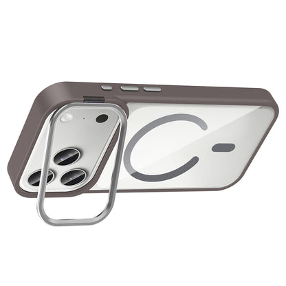 Apple iPhone 17 Pro Max Kılıf Standlı ve Kamera Lens Hediyeli M-Safe Şarj Özellikli Zore Etro Kapak
