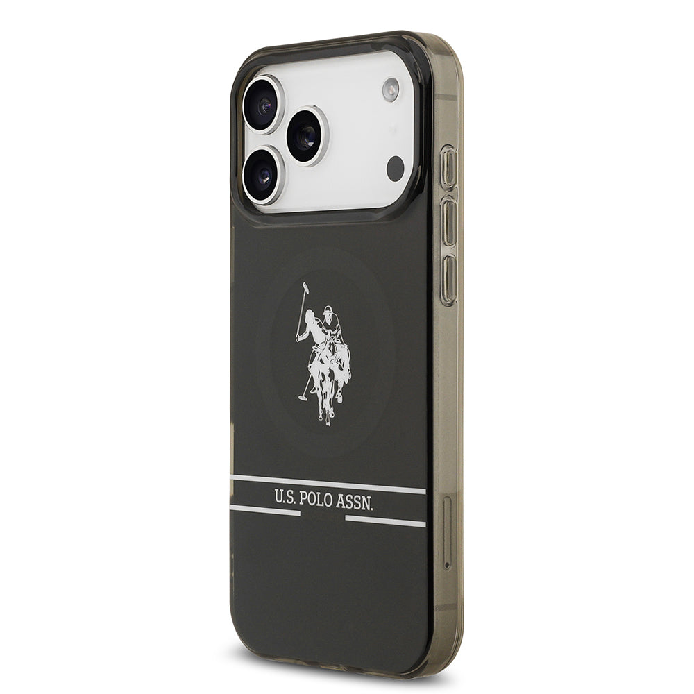 Apple iPhone 17 Pro Max Kılıf U.S. Polo Assn. Orjinal Lisanslı M-safe Şarj Özellikli IML Double Horse Stripe Logolu Kapak