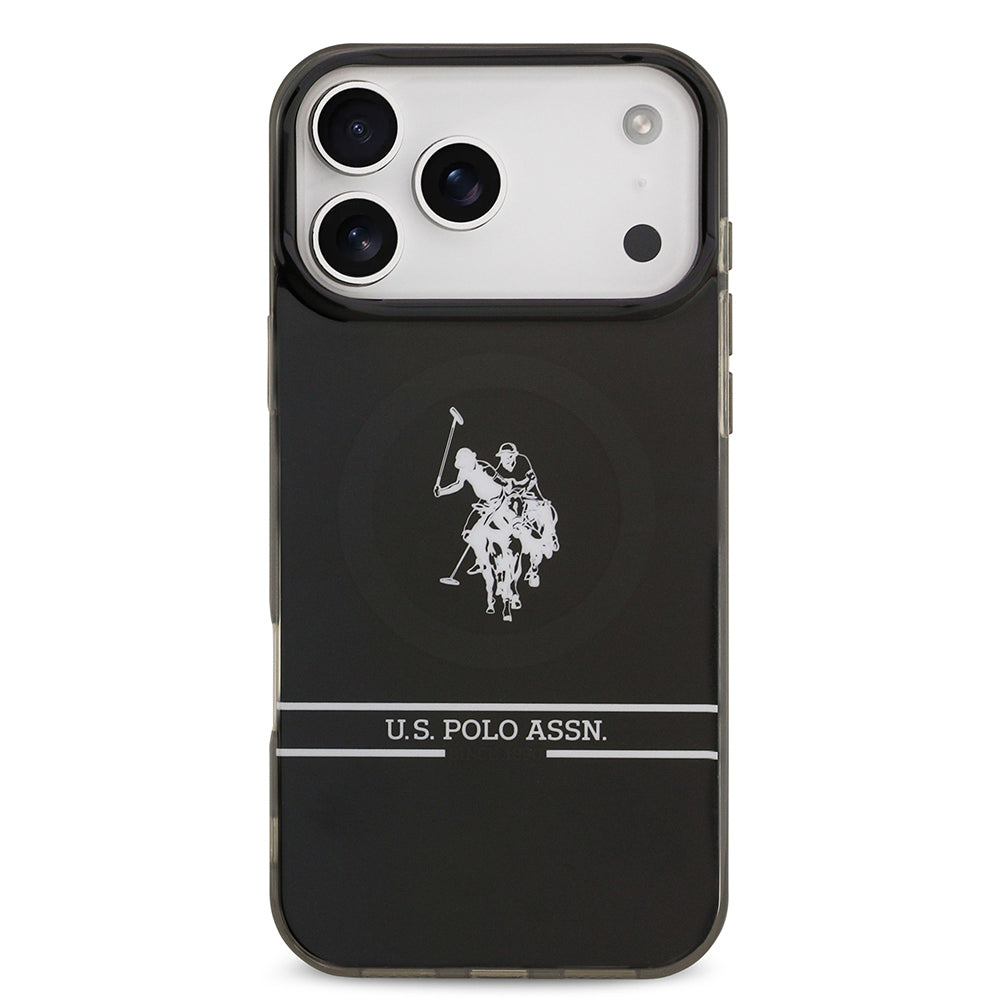 Apple iPhone 17 Pro Max Kılıf U.S. Polo Assn. Orjinal Lisanslı M-safe Şarj Özellikli IML Double Horse Stripe Logolu Kapak