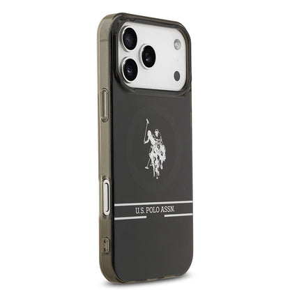 Apple iPhone 17 Pro Max Kılıf U.S. Polo Assn. Orjinal Lisanslı M-safe Şarj Özellikli IML Double Horse Stripe Logolu Kapak