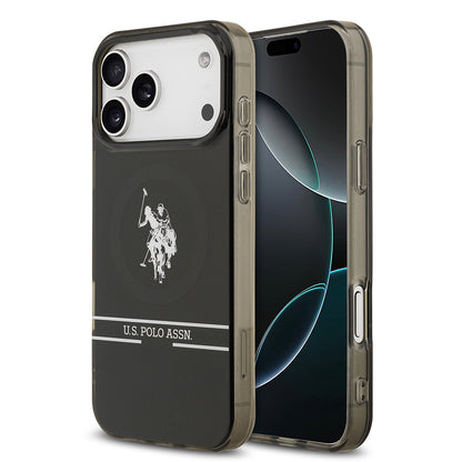 Apple iPhone 17 Pro Max Kılıf U.S. Polo Assn. Orjinal Lisanslı M-safe Şarj Özellikli IML Double Horse Stripe Logolu Kapak