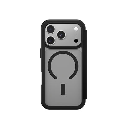 Apple iPhone 17 Pro Max PU Kartlıklı Kapaklı Amazingthing Glamour Foilo Serisi Kılıf