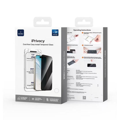 Apple iPhone 17 Pro Wiwu Wi-SQ009 Easy Install iPrivacy 360° Anti-Peep Oleofobik Temperli Cam Ekran Koruyucu + Kolay Uygulama Aparatlı