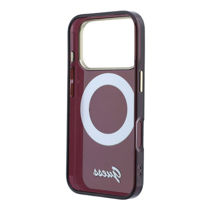 Apple iPhone 18 Pro Kılıf Guess Orjinal Lisanslı M-safe Şarj Özellikli 360 Derece Dönebilen Standlı Metal Yazı Logolu Silikon Kapak
