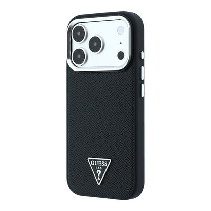Apple iPhone 18 Pro Kılıf Guess Orjinal Lisanslı M-safe Şarj Özellikli Grained Triangle Kapak