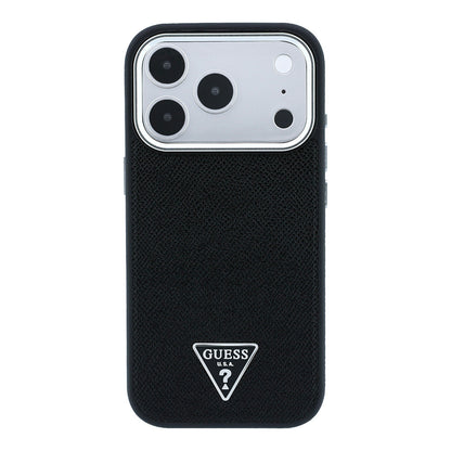 Apple iPhone 18 Pro Kılıf Guess Orjinal Lisanslı M-safe Şarj Özellikli Grained Triangle Kapak