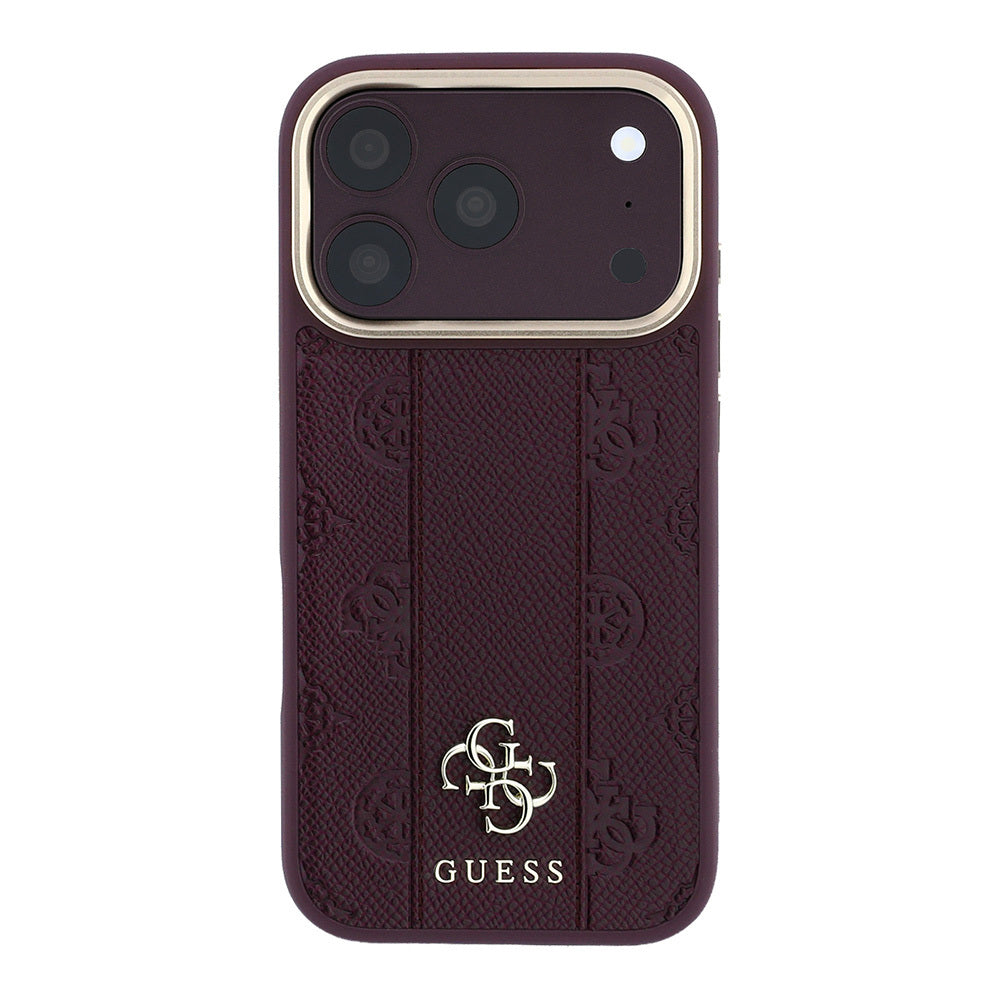 Apple iPhone 18 Pro Kılıf Guess Orjinal Lisanslı M-safe Şarj Özellikli Şeritli Peony 4G ve Yazı Logolu Kapak