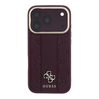 Apple iPhone 18 Pro Kılıf Guess Orjinal Lisanslı M-safe Şarj Özellikli Şeritli Peony 4G ve Yazı Logolu Kapak