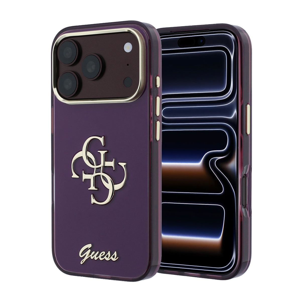 Apple iPhone 18 Pro Kılıf Guess Orjinal Lisanslı Yazı ve 4G Büyük Metal Logolu Silikon Kapak
